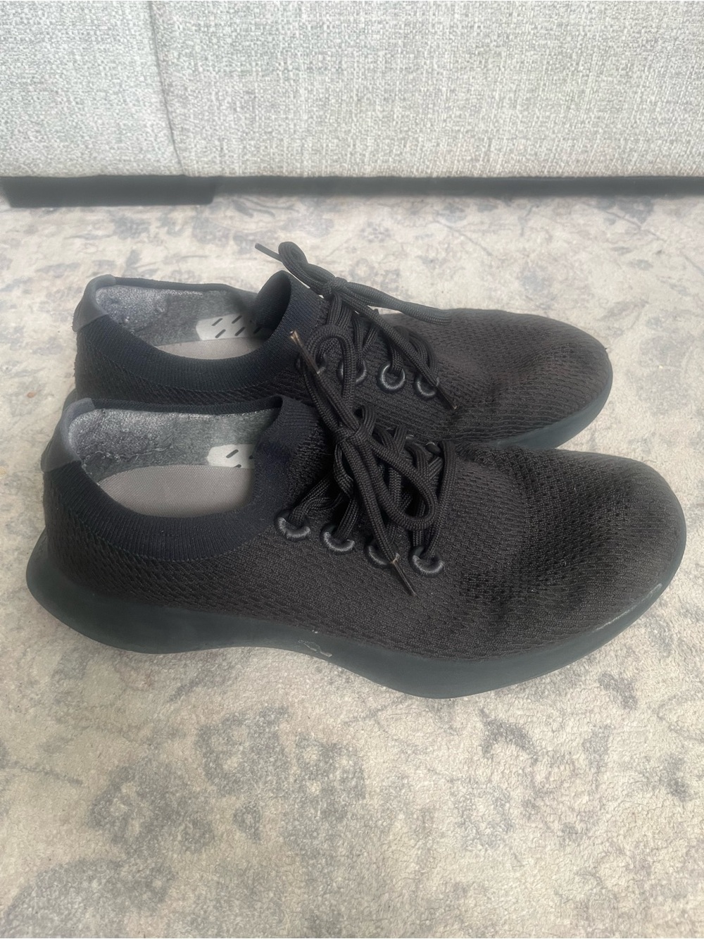Allbirds Tree Dashers Men's Black Knit Lace-Up Sneakers Size 12.5